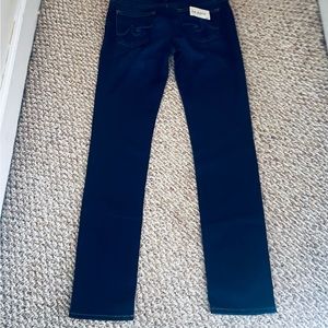 New dark denim ag jeans size 29 called “the Stevie”.
